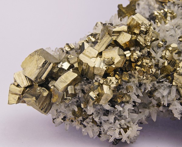 Gold Pyrite gift N6552 Double Sided Shiny Pyrite on Quartz with Chlorite from Madan Bulgaria Gold Mineral gemstone collection